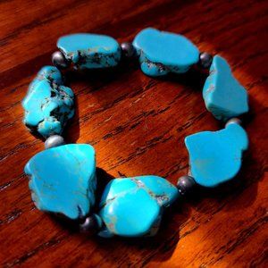 Turquoise stone bracelet adjustable